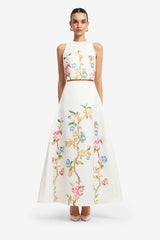 Clara Maxi Skirt - Lemon Vine Print in Snow