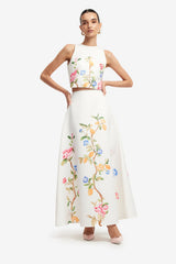 Clara Maxi Skirt - Lemon Vine Print in Snow