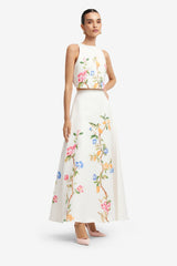 Clara Maxi Skirt - Lemon Vine Print in Snow