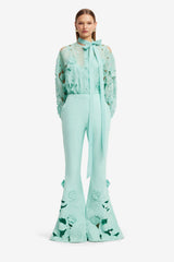 Vera Appliqué Flared Pants - Pale Turquoise