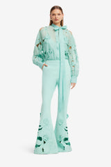 Vera Appliqué Flared Pants - Pale Turquoise