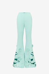 Vera Appliqué Flared Pants - Pale Turquoise