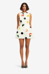 Ali Embellished Boat Neck Mini Dress - Citrus Spots