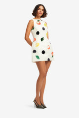 Ali Embellished Boat Neck Mini Dress - Citrus Spots