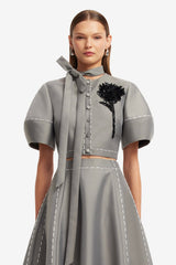 Molly Puff Sleeve Top - Steel