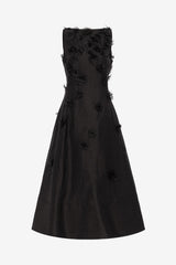 Cleo Petal Sleeveless Midi Dress - Ebony
