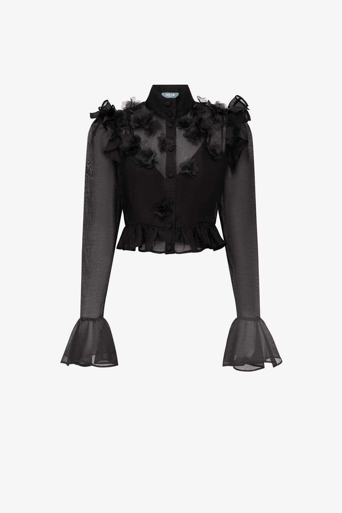 Maeve Petal Butterfly Long Sleeve Top - Ebony
