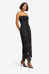 Rayna Appliqué Bustier Maxi Dress - Lily in Ebony