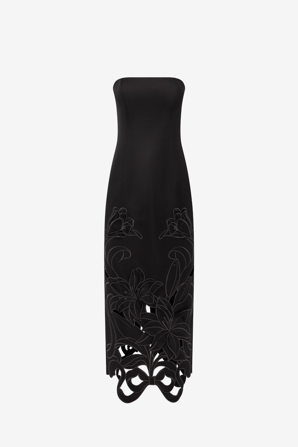 Rayna Appliqué Bustier Maxi Dress - Lily in Ebony