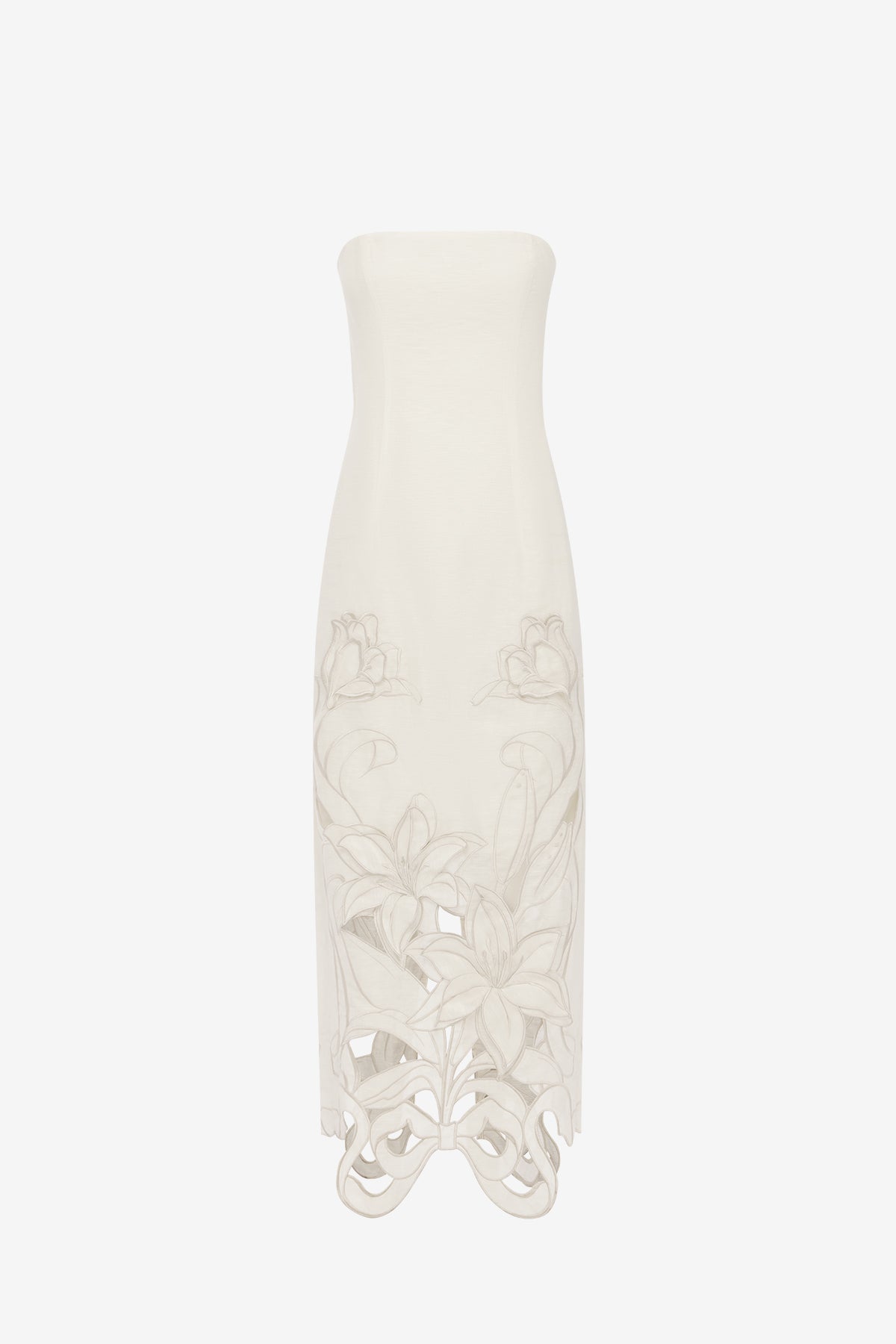 Rayna Appliqué Bustier Maxi Dress - Lily in Snow