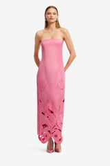 Rayna Appliqué Bustier Maxi Dress - Lily in Fuchsia