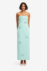 Rayna Bow Bustier Maxi Dress - Pale Turquoise