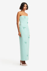 Rayna Bow Bustier Maxi Dress - Pale Turquoise