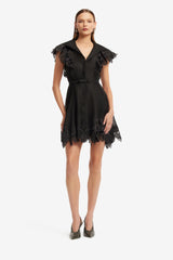 Isla Appliqué Mini Dress - Ebony