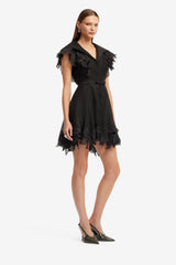 Isla Appliqué Mini Dress - Ebony