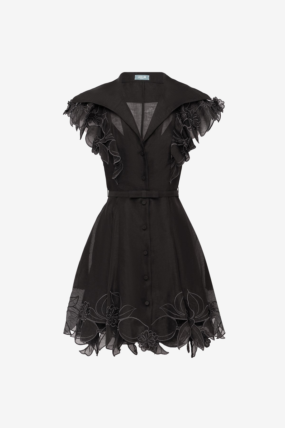 Isla Appliqué Mini Dress - Ebony