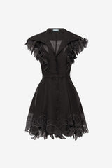 Isla Appliqué Mini Dress - Ebony