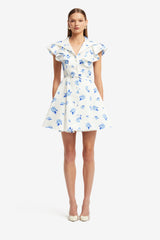 Isla Mini Dress - Ditsy Floral Print in Snow
