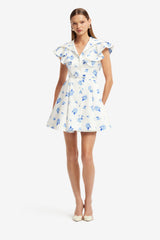 Isla Mini Dress - Ditsy Floral Print in Snow