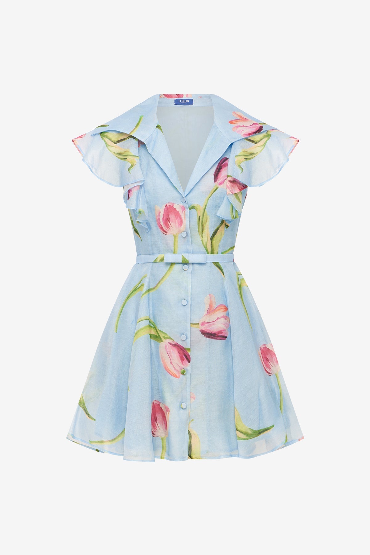 Isla Mini Dress - Tulip Print in Blue