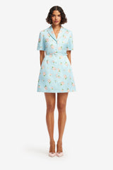 Brigitte Mini Dress - Ditsy Floral Print in Blue