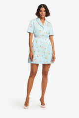 Brigitte Mini Dress - Ditsy Floral Print in Blue