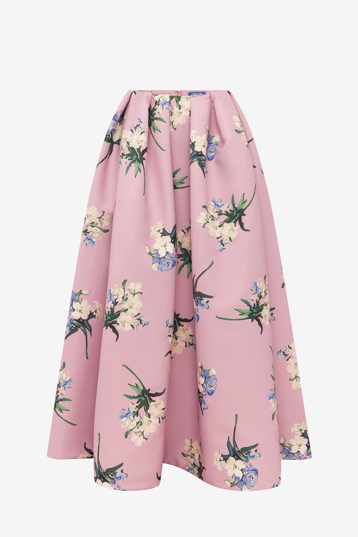 Victoria Puff Maxi Skirt - Bouquet Print in Pastel Pink