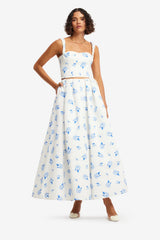 Victoria Puff Maxi Skirt - Ditsy Floral Print in Snow