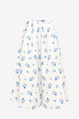 Victoria Puff Maxi Skirt - Ditsy Floral Print in Snow