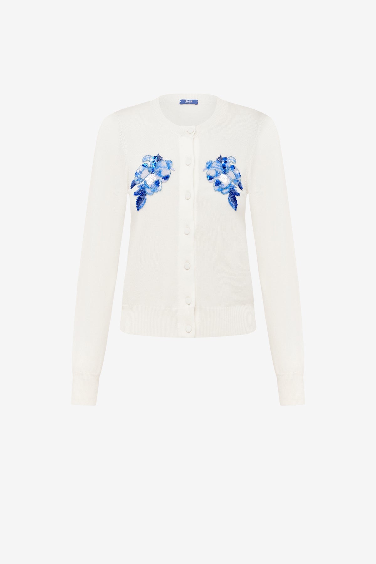 Claire Embellished Knit Cardigan - Ditsy Floral Print in Snow