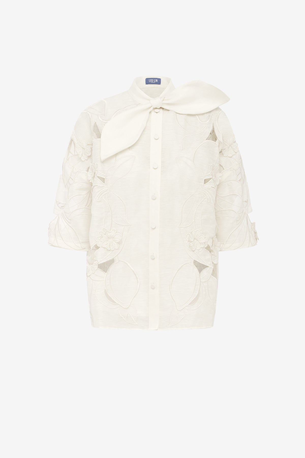 Brooklyn Appliqué Bow Puff Sleeve Top - Snow