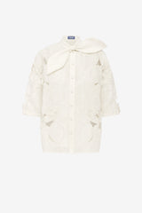 Brooklyn Appliqué Bow Puff Sleeve Top - Snow