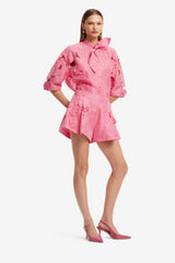 Brooklyn Appliqué Bow Puff Sleeve Top - Fuchsia