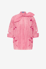 Brooklyn Appliqué Bow Puff Sleeve Top - Fuchsia