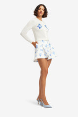 Abby Shorts - Ditsy Floral Print in Snow