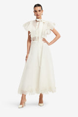 Jasmine Appliqué Flutter Sleeve Top - Snow