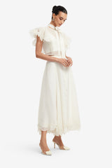 Jasmine Appliqué Flutter Sleeve Top - Snow