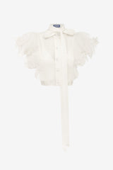 Jasmine Appliqué Flutter Sleeve Top - Snow
