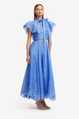 Leila Appliqué Midi Skirt - Azure