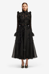 Leila Petal Midi Skirt - Ebony