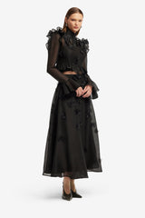 Leila Petal Midi Skirt - Ebony