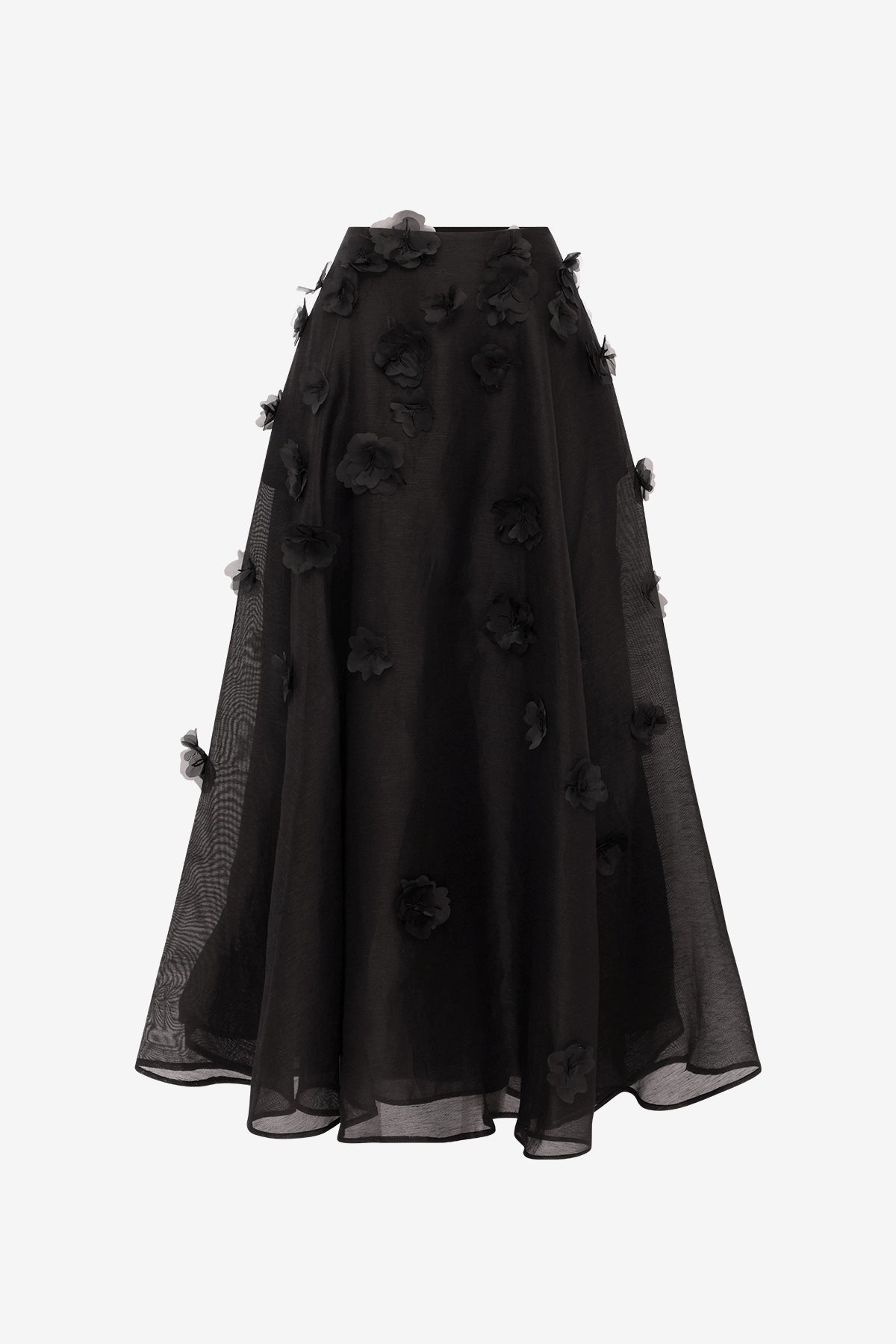 Leila Petal Midi Skirt - Ebony