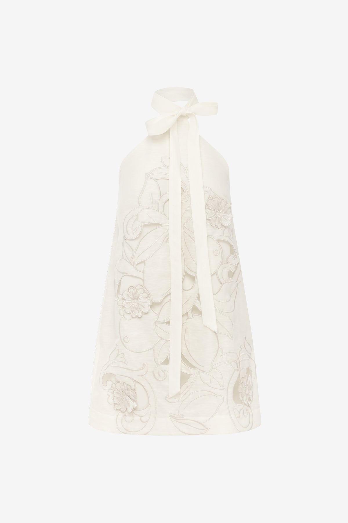 Lola Appliqué Halterneck Mini Dress - Snow