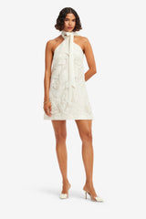Lola Appliqué Halterneck Mini Dress - Snow