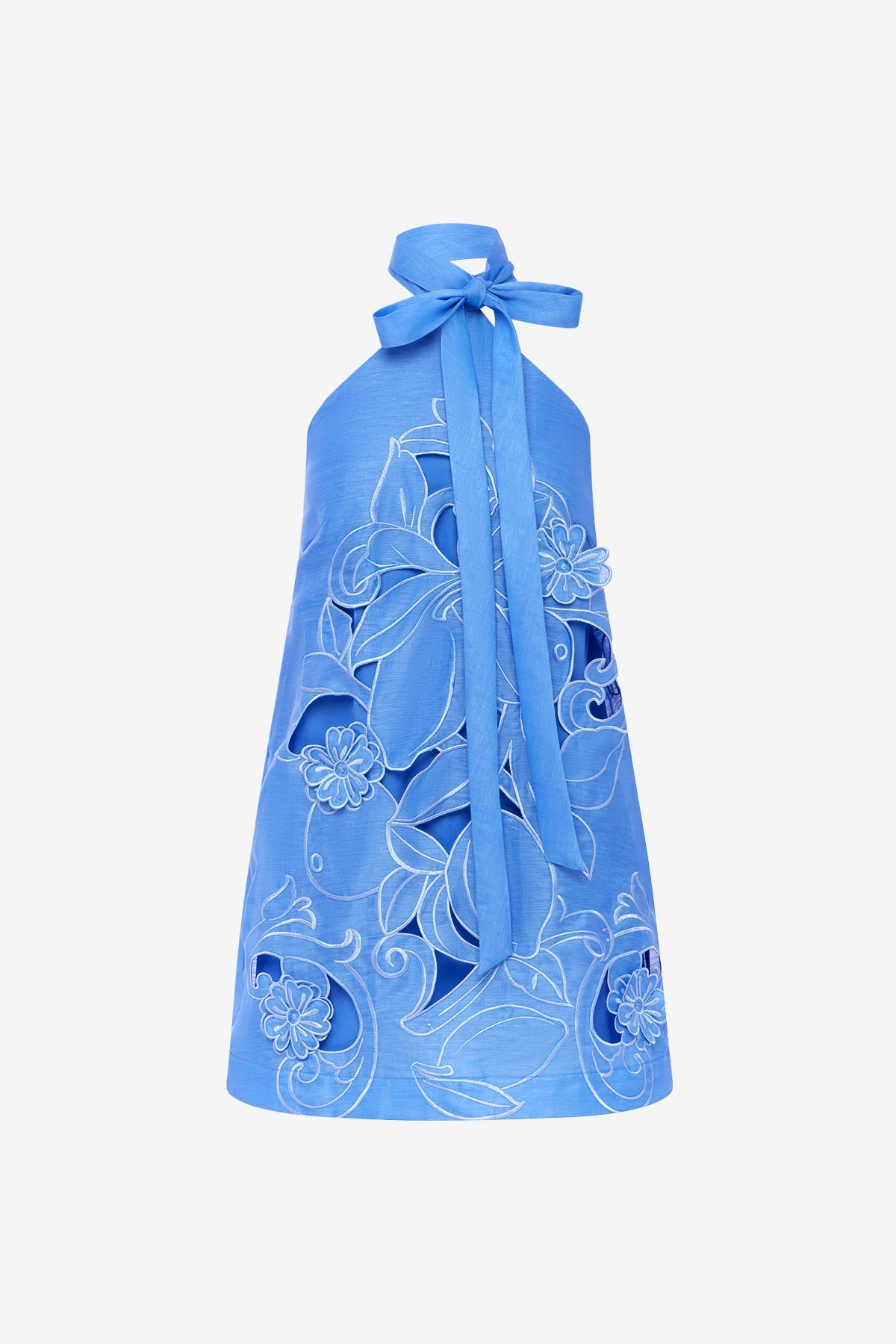 Lola Appliqué Halterneck Mini Dress - Azure