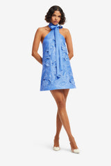Lola Appliqué Halterneck Mini Dress - Azure