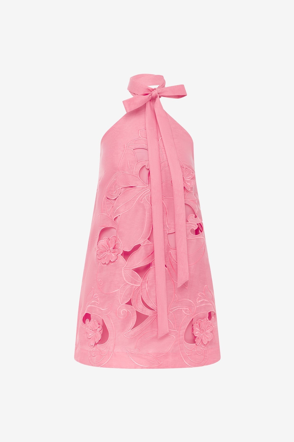 Lola Appliqué Halterneck Mini Dress - Fuchsia