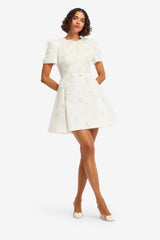 Elyse Petal Short Sleeve Mini Dress - Snow