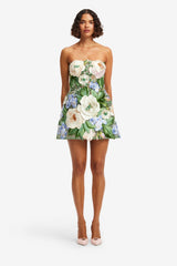 Roselle Floral Hand-Embroidered Bustier Mini Dress - Blossom