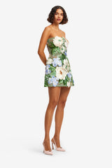 Roselle Floral Hand-Embroidered Bustier Mini Dress - Blossom